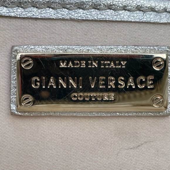 Gianni Versace Silver Tone Women Bag Small Hand Bag Made in Italy - Picture 13 of 15